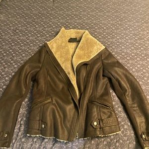 Brown faux shearling jacket